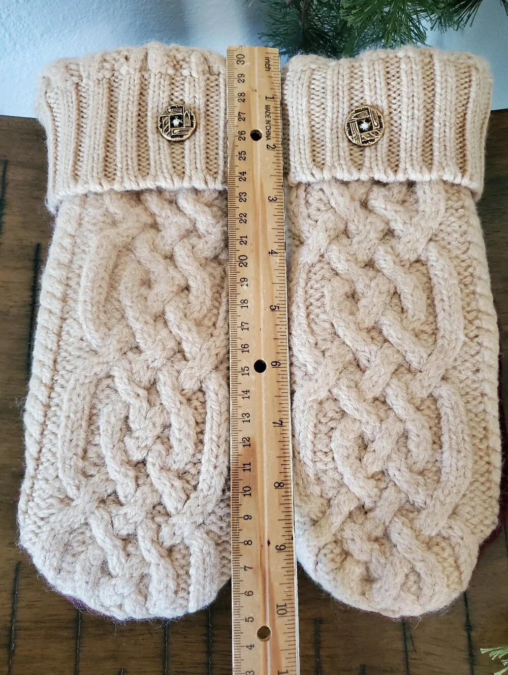Cozy Cable Knit Wool Mittens Upcycled Eco-Friendly Winter Sweater Mittens Gift